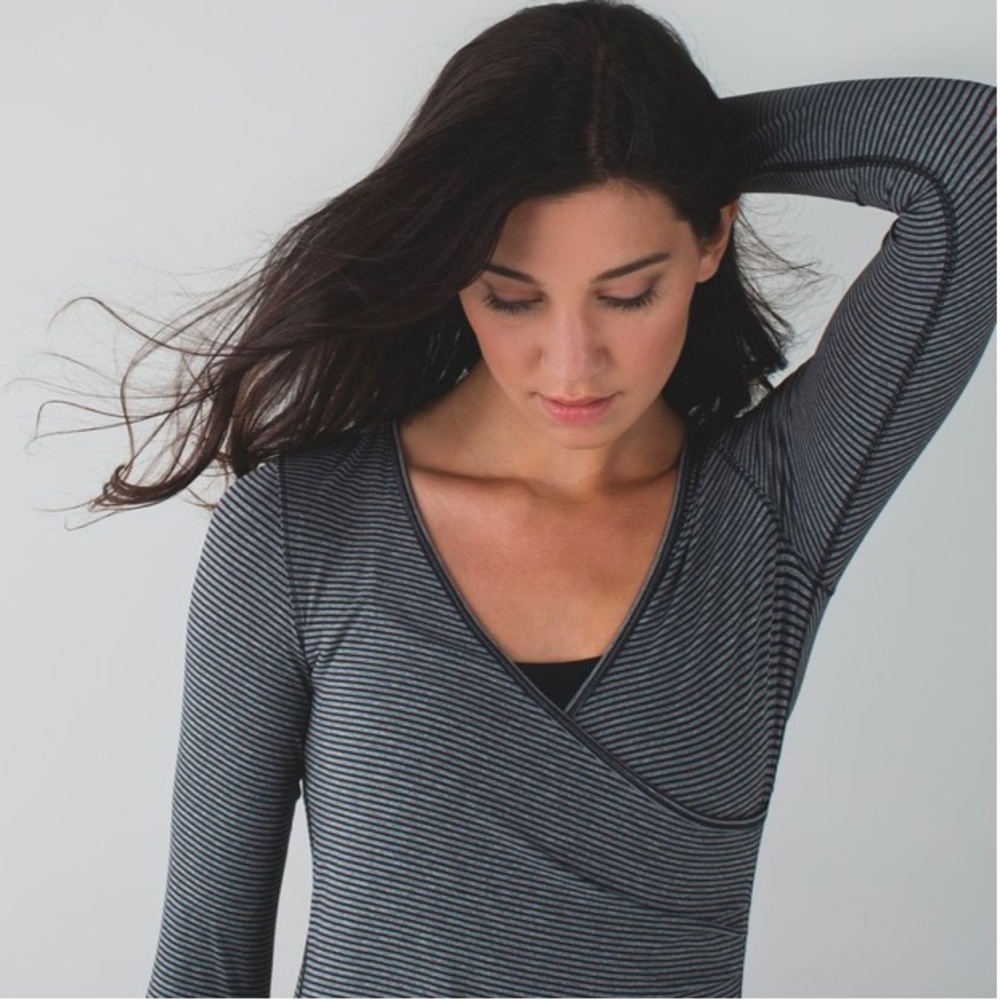 lululemon Sunset‎ Salutation Long Sleeve Pop Stripe Heathered Slate Black